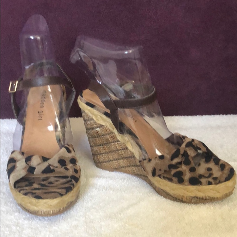 Leopard Print Wedge Sandals